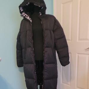 Moncler Long Black Puffer Coat with Hood